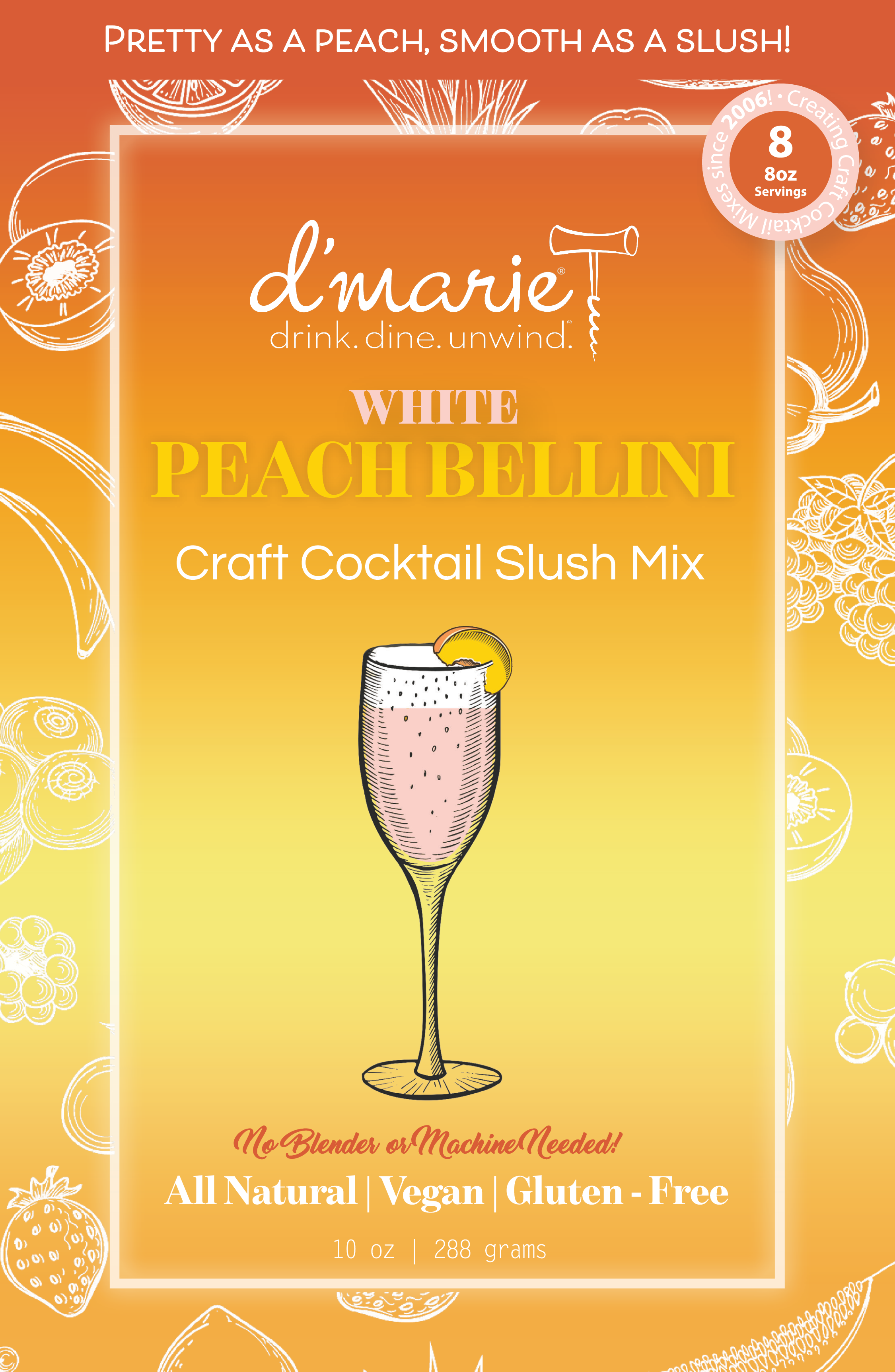 White Peach Bellini Cocktail - Ready-To-Freeze Cocktail