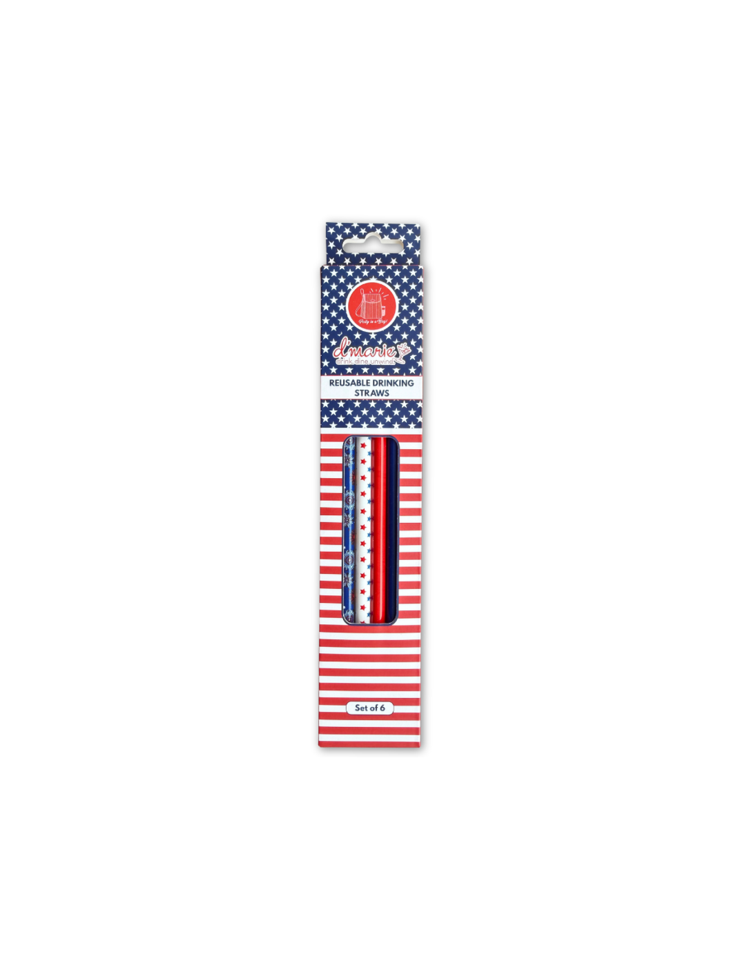 9" Americana Reusable Cocktail Straws