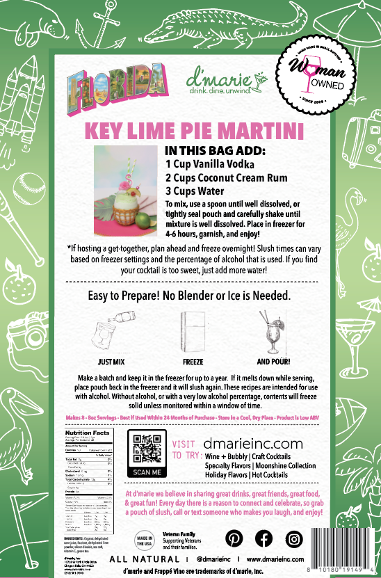 Florida Key Lime Pie Martini Cocktail - Ready-To-Freeze Cocktail
