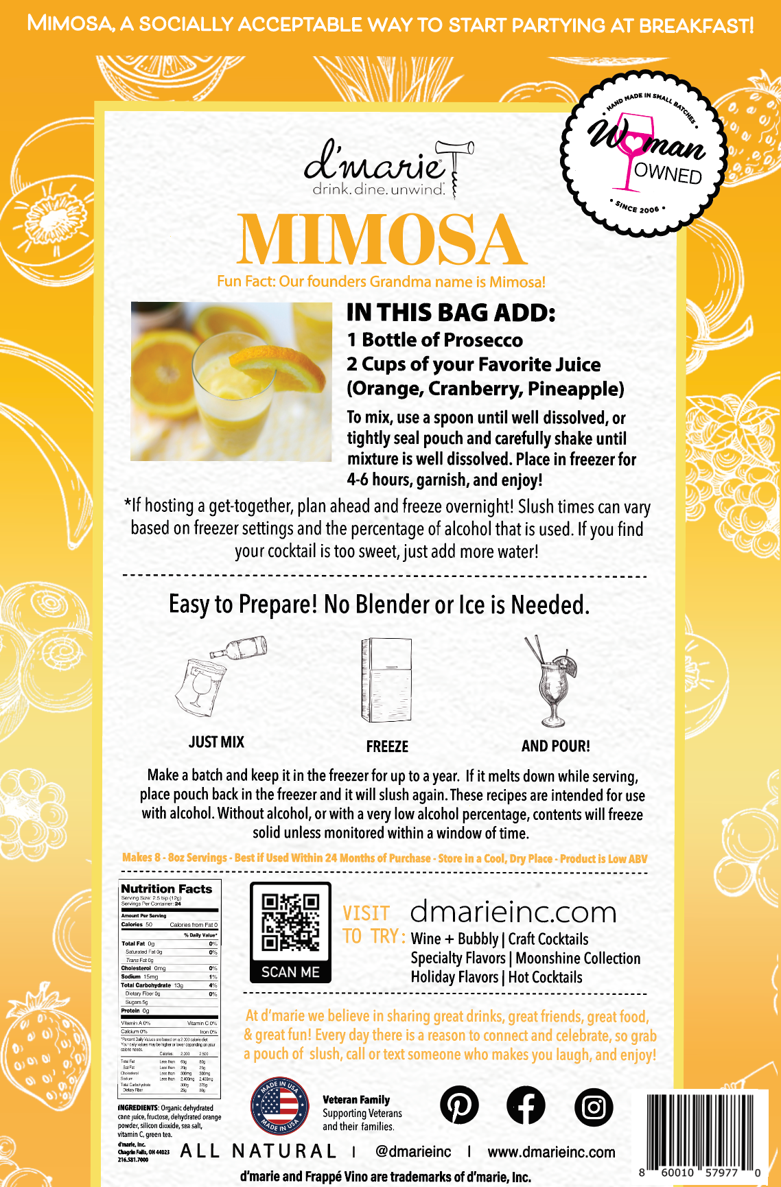 Mimosa Cocktail - Ready-To-Freeze Cocktail – d'marie inc. Mimosa Cocktail - Ready-To-Freeze Cocktail – d'marie inc.