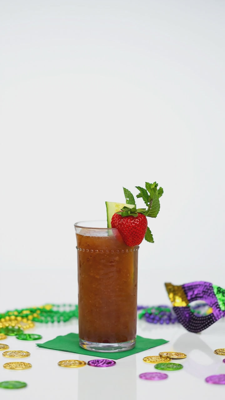 Load video: Mardi Gras Pimm's Cup Cocktail - Ready-To-Freeze Cocktail